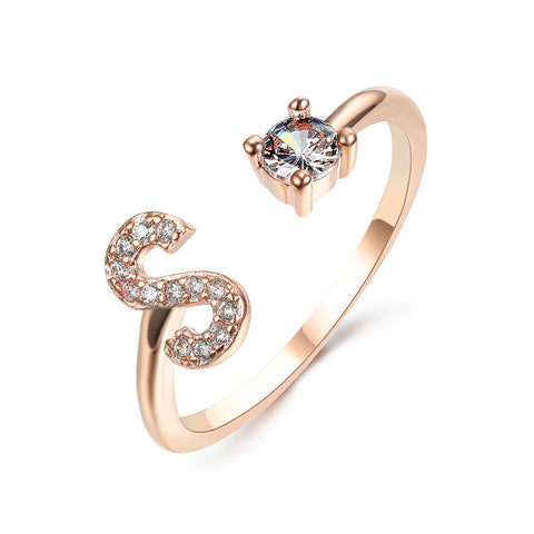 Adjustable 26 Initial Letter Ring Fashion Jewelry For Women Simple Elegant Jewelry