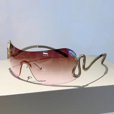 Trendy Monoblock Snake Shape Legs Women Eyewear