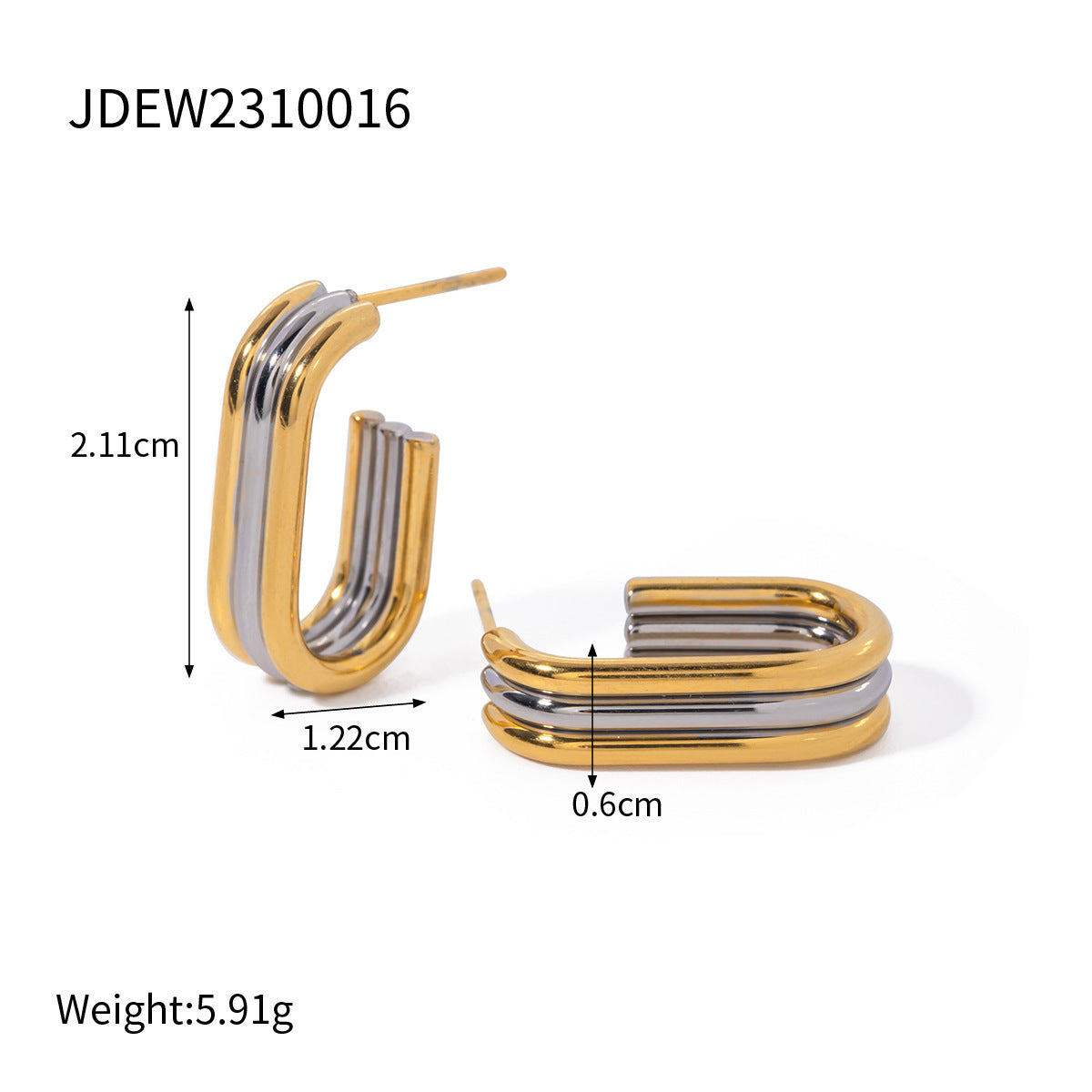 European And American Stainless Steel Contrast Earrings