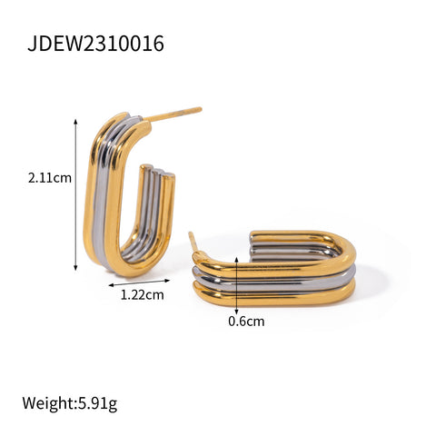 European And American Stainless Steel Contrast Earrings
