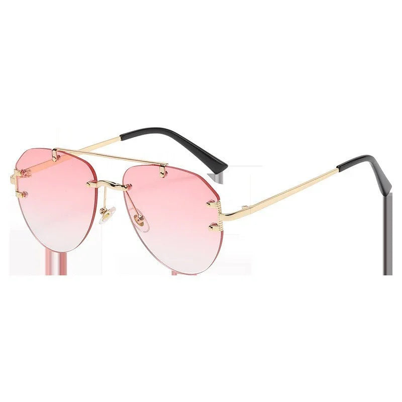 Gradient Unisex Vintage Rimless Alloy Pilot Sunglasses