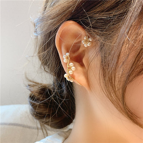 Ins Zircon Long One-piece Tassel Earrings Female Cold Style Flower Stud Earrings Ear Clip