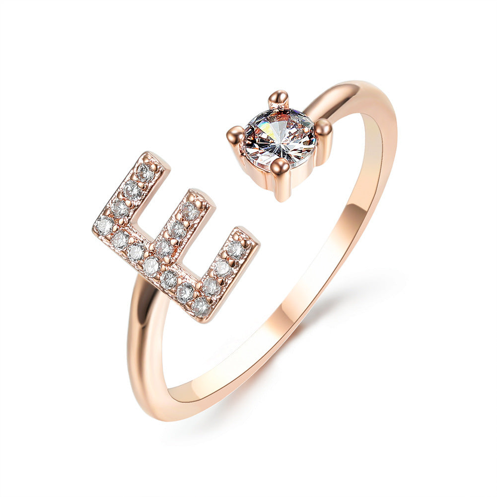Adjustable 26 Initial Letter Ring Fashion Jewelry For Women Simple Elegant Jewelry