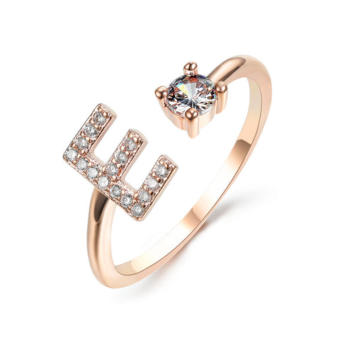 Adjustable 26 Initial Letter Ring Fashion Jewelry For Women Simple Elegant Jewelry