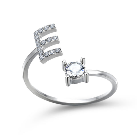 Adjustable 26 Initial Letter Ring Fashion Jewelry For Women Simple Elegant Jewelry