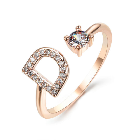 Adjustable 26 Initial Letter Ring Fashion Jewelry For Women Simple Elegant Jewelry