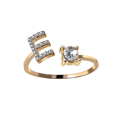 Adjustable 26 Initial Letter Ring Fashion Jewelry For Women Simple Elegant Jewelry