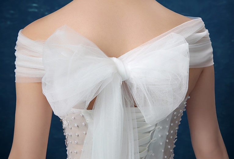 Fashionable shoulder lace Fish Tail Han Wedding Dress