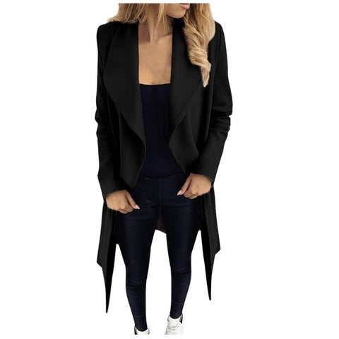 Double Breasted Winter Notched Mid Long Woolen Coat