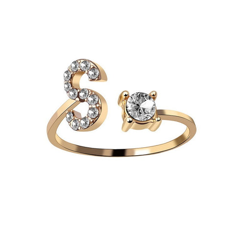 Adjustable 26 Initial Letter Ring Fashion Jewelry For Women Simple Elegant Jewelry