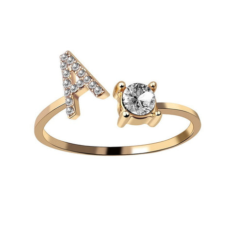Adjustable 26 Initial Letter Ring Fashion Jewelry For Women Simple Elegant Jewelry