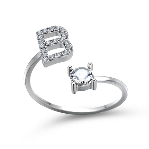 Adjustable 26 Initial Letter Ring Fashion Jewelry For Women Simple Elegant Jewelry