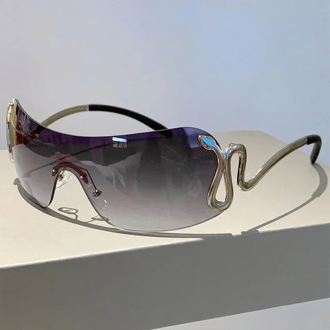 Trendy Monoblock Snake Shape Legs Women Eyewear