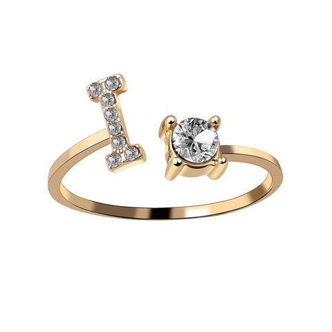 Adjustable 26 Initial Letter Ring Fashion Jewelry For Women Simple Elegant Jewelry
