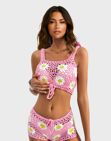 New bikini set daisy swimsuit camisole shorts set