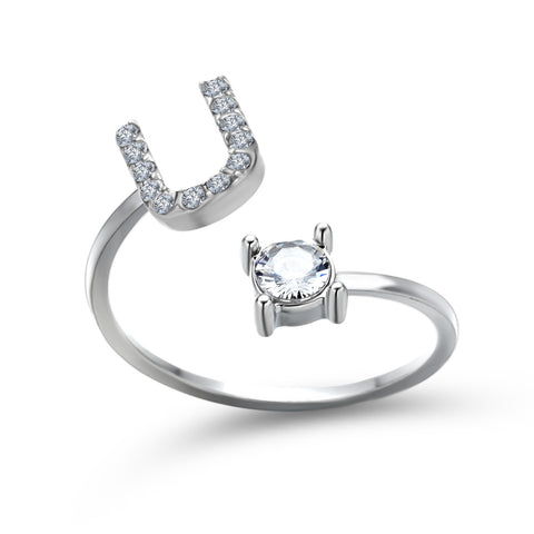Adjustable 26 Initial Letter Ring Fashion Jewelry For Women Simple Elegant Jewelry