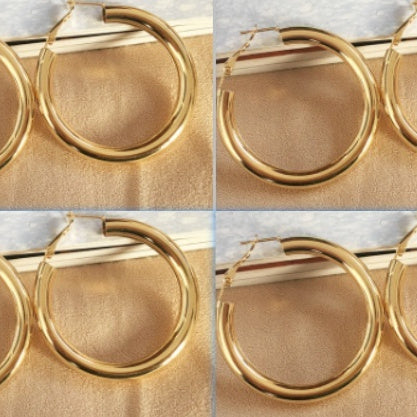 Simple European American Circle Earrings Alloy Glitter
