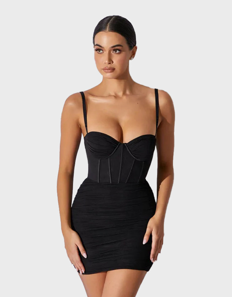 Cryptographic Fashion Mesh Ruched Mini Dress Sleeveless Party Night Club Summer Gown Sexy Backless Dresses See Through