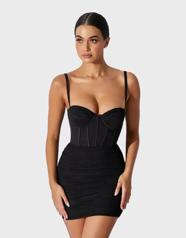 Cryptographic Fashion Mesh Ruched Mini Dress Sleeveless Party Night Club Summer Gown Sexy Backless Dresses See Through