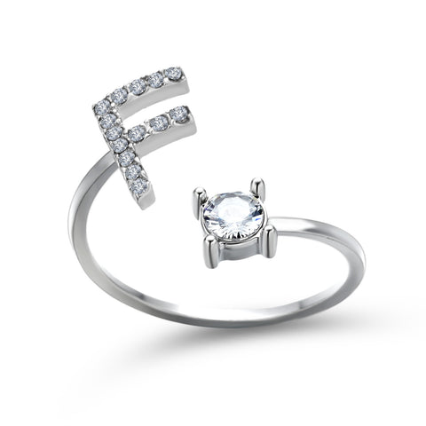 Adjustable 26 Initial Letter Ring Fashion Jewelry For Women Simple Elegant Jewelry