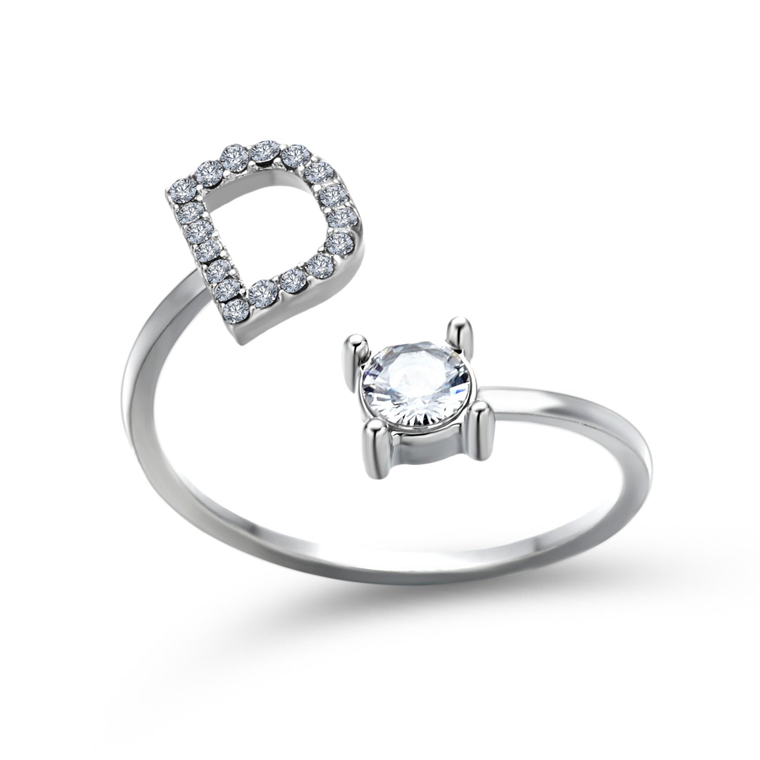 Adjustable 26 Initial Letter Ring Fashion Jewelry For Women Simple Elegant Jewelry