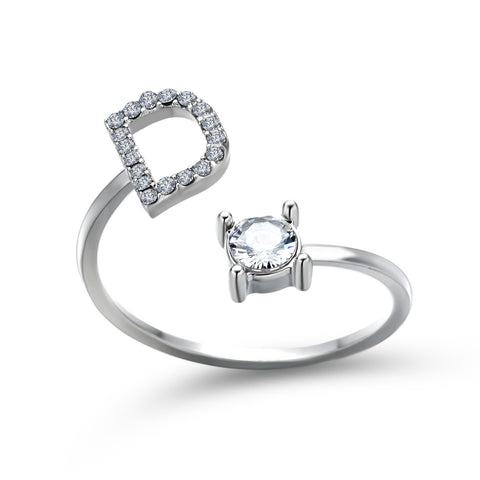 Adjustable 26 Initial Letter Ring Fashion Jewelry For Women Simple Elegant Jewelry