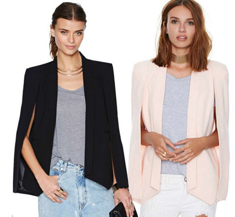 Long Sleeve Lapel Cape Poncho Office Jacket Cloak Blazer