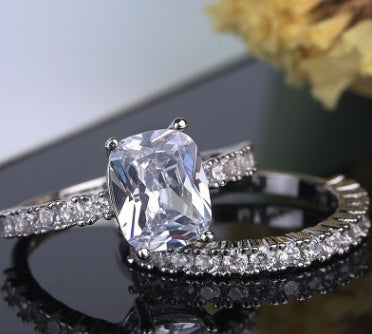 Double Stackable Set Rings 2Pcs For Wedding Engagement Party