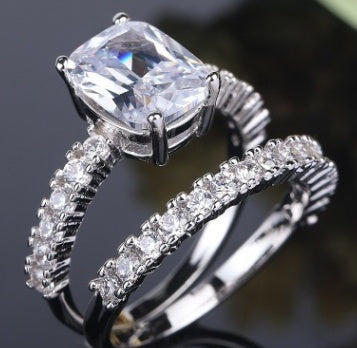 Double Stackable Set Rings 2Pcs For Wedding Engagement Party