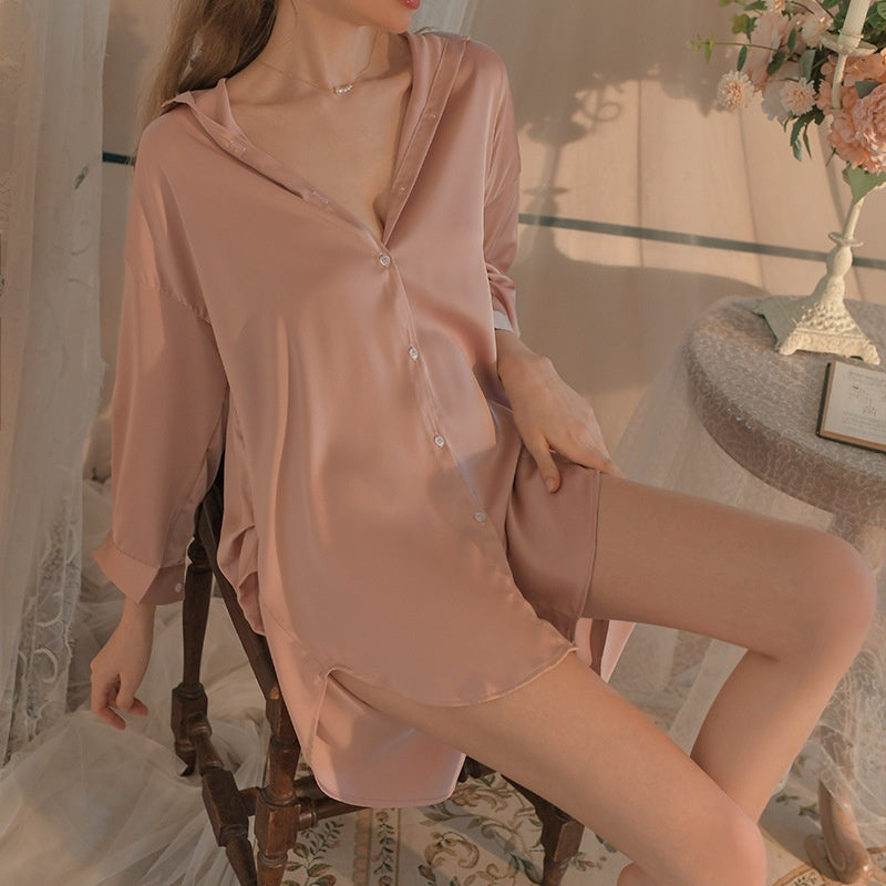 Summer Shirt Dress Boyfriend Style Mid-length Charming