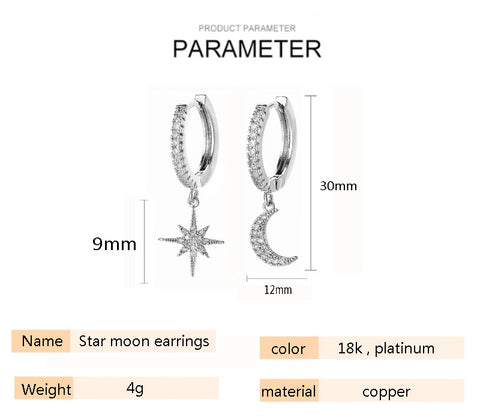 Star Moon Asymmetric Earrings