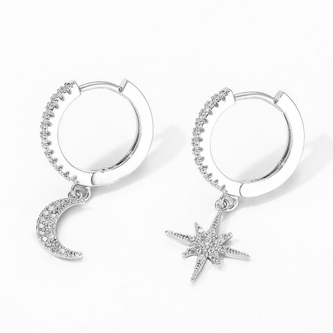 Star Moon Asymmetric Earrings