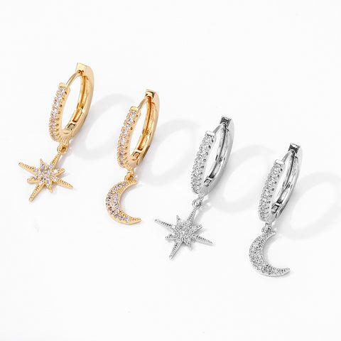 Star Moon Asymmetric Earrings