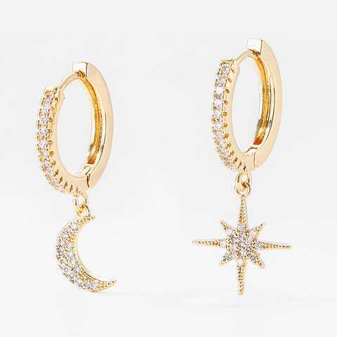 Star Moon Asymmetric Earrings