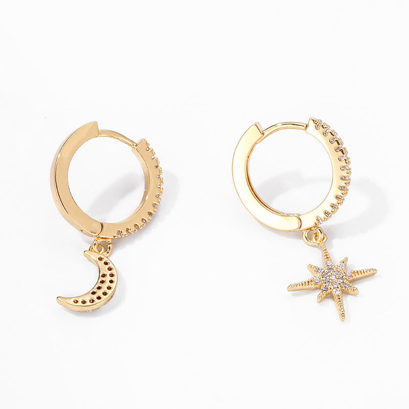 Star Moon Asymmetric Earrings