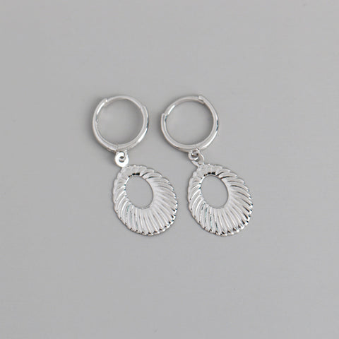 Fashion Exaggerated Drop-Shaped Ripple Sterling Silver Ear Stud Earrings