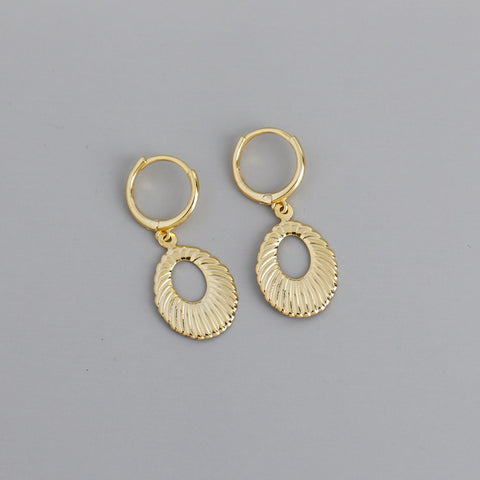 Fashion Exaggerated Drop-Shaped Ripple Sterling Silver Ear Stud Earrings
