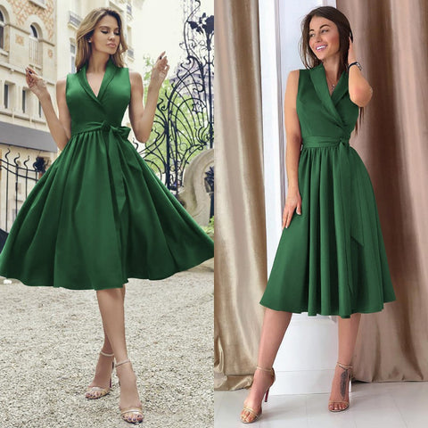 Casual Sleeveless Midi Dress with Belt