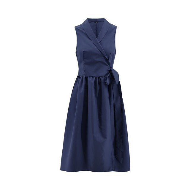 Casual Sleeveless Midi Dress with Belt