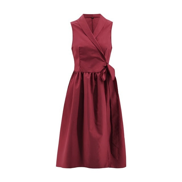 Casual Sleeveless Midi Dress with Belt