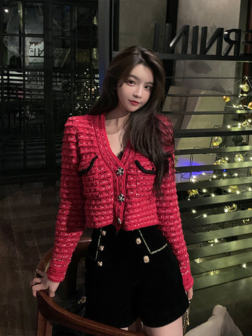 Double Breasted High Waist Gold Velvet Shorts Casual Versatile Wide-leg Pants