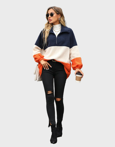 Color Block Quarter Zip Sweatshirt