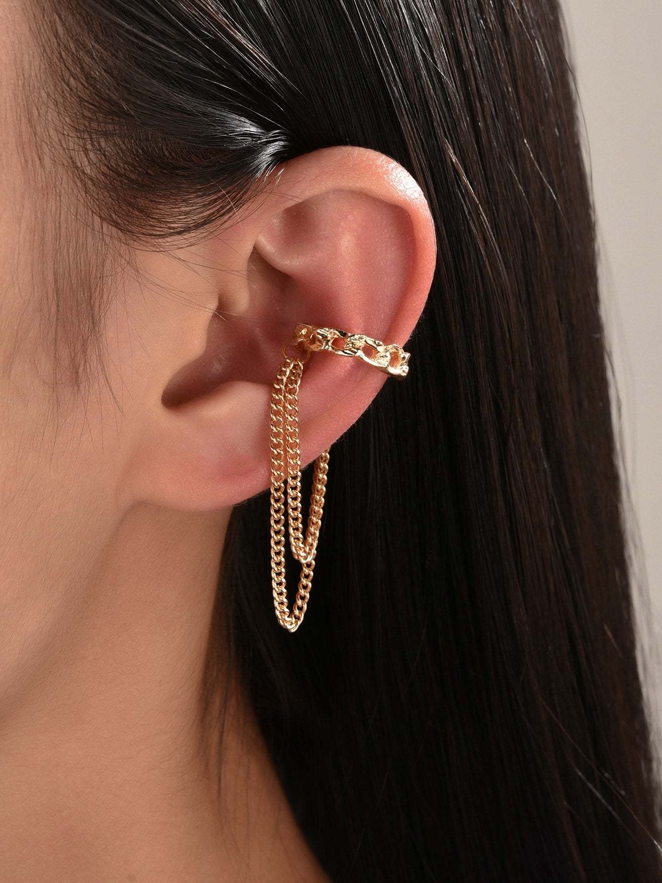 Ins Zircon Long One-piece Tassel Earrings Female Cold Style Flower Stud Earrings Ear Clip