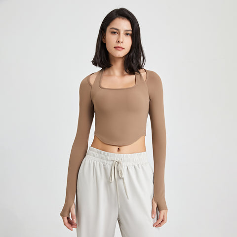 Finger Stall Long Sleeve Workout Clothes With Chest Pad