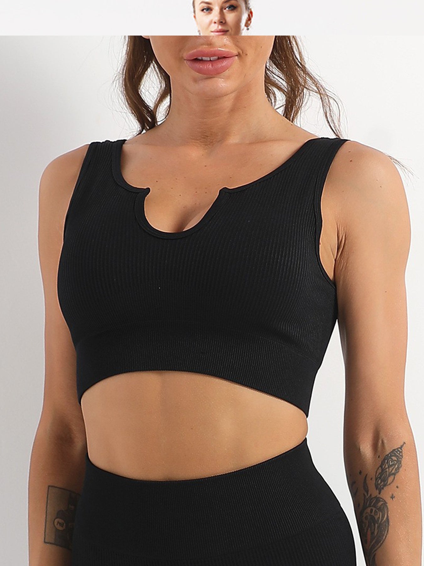 Seamless Yoga Outfits Shorts And Crop Top Matching Gym Athletic Clothing Set