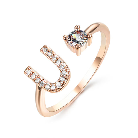 Adjustable 26 Initial Letter Ring Fashion Jewelry For Women Simple Elegant Jewelry