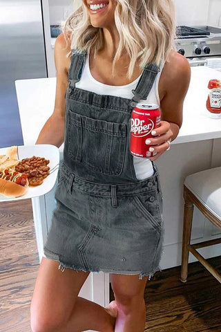 Women's denim skirt suspender skirt