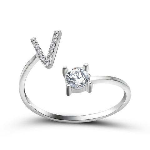 Adjustable 26 Initial Letter Ring Fashion Jewelry For Women Simple Elegant Jewelry