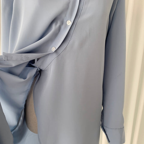 Retro irregular waist shirt dress