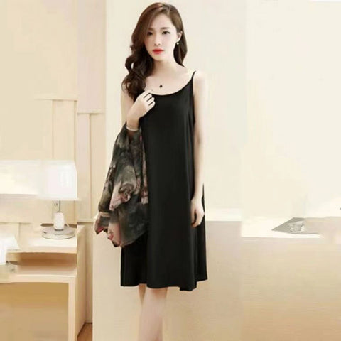 Two-piece Chiffon Shirt Dress With Sleeves
